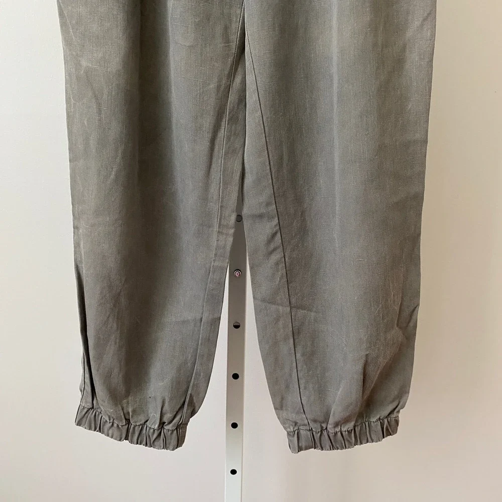 Zara Linen Boho Relaxed Jogger Cargo Pants Medium Gray